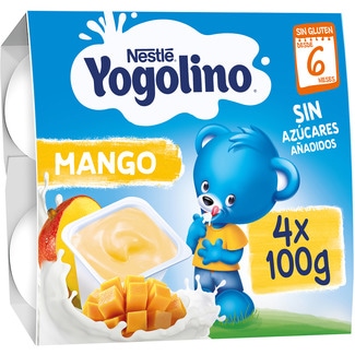 postre lácteo con mango sin gluten y sin azúcares añadidos desde 6 meses pack 4 tarrinas 100 g - Nestle Yogolino