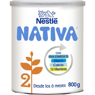 2 leche de continuación desde los 6 meses sin aceite de palma lata 800 g - Nestle Nativa