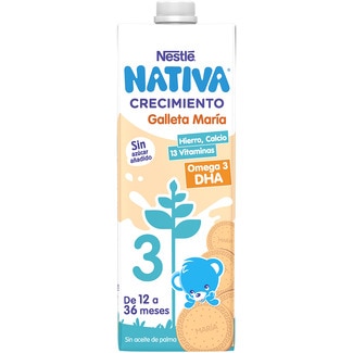 Crecimiento 3 preparado lácteo infantil con galleta María de 12 a 36 meses brik 1 l sin aceite de palma - Nestle Nativa