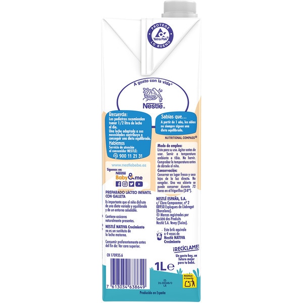 Growth 3 infant dairy drink with Maria biscuit ages 12 to 36 months carton 1 l and with no palm oil