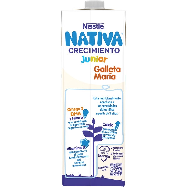Crecimiento Junior infant dairy drink with Maria biscuit for 3+ years carton 1 l and with no palm oil