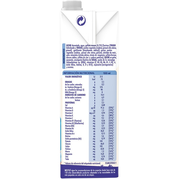 Crecimiento Junior infant dairy drink with Maria biscuit for 3+ years carton 1 l and with no palm oil