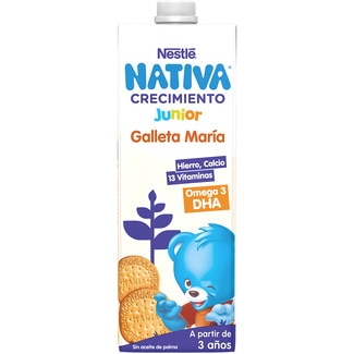 Crecimiento Junior preparado lácteo infantil con galleta María desde 3 años brik 1 l sin aceite de palma - Nestle Nativa