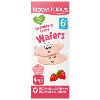 wafers con sabor a fresa sin gluten desde 6 meses 4 bolsitas de 4g estuche 16 g - Kiddylicious