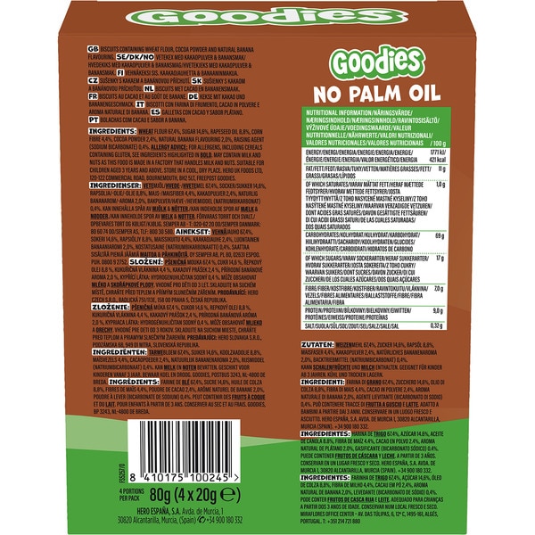 Kekse mit Kakao Bananengeschmack je 4 Kekse einzeln verpackt zu 20 g Box 80 g ab 3 Jahren