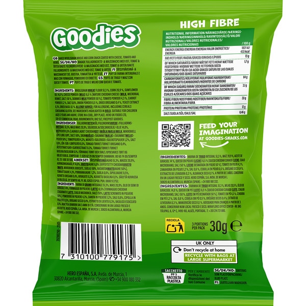 Weizen- und Maissnacks Dino Puffs Pizzageschmack ab 3 Jahren Tasche 30 g