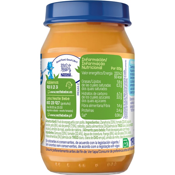 jar of spaghetti with chicken jar ages 10+ months container 190 g