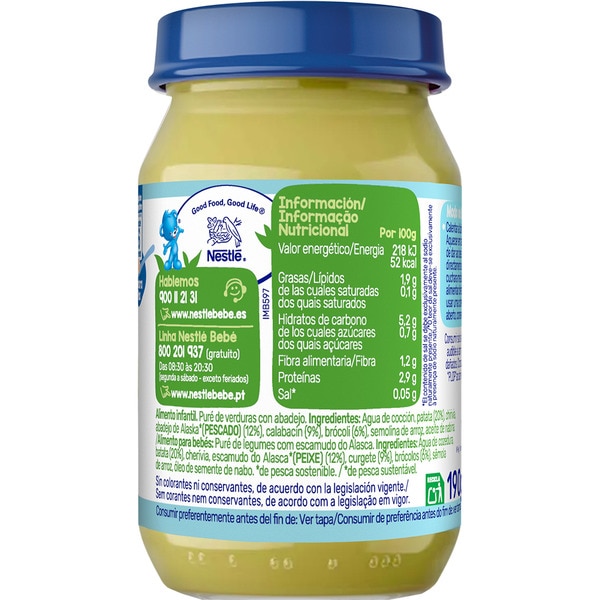 jar of organic vegetables with fish gluten-free 8+ months container 190 g
