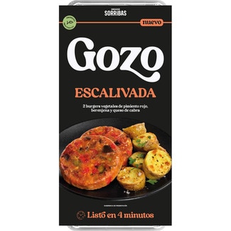 Gozo Escalivada hamburguesas vegetarianas pimiento rojo, berenjena y queso de cabra 2 uds envase 160 g - Obrador Sorribas