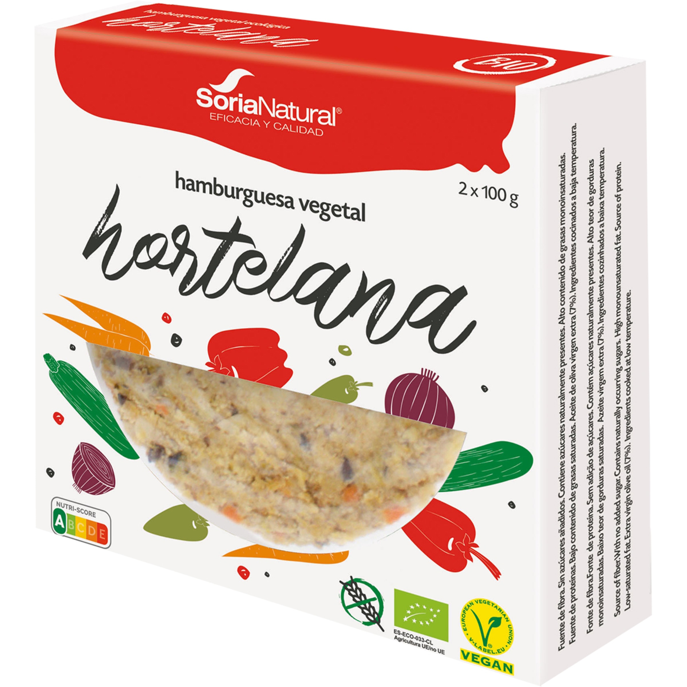 hamburguesa hortelana ecológica, vegana y sin gluten pack 2 unidades 100 g