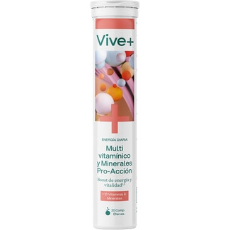 Energía multivitamínico y minerales sabor naranja sin gluten tubo 20 comprimidos - Vive+