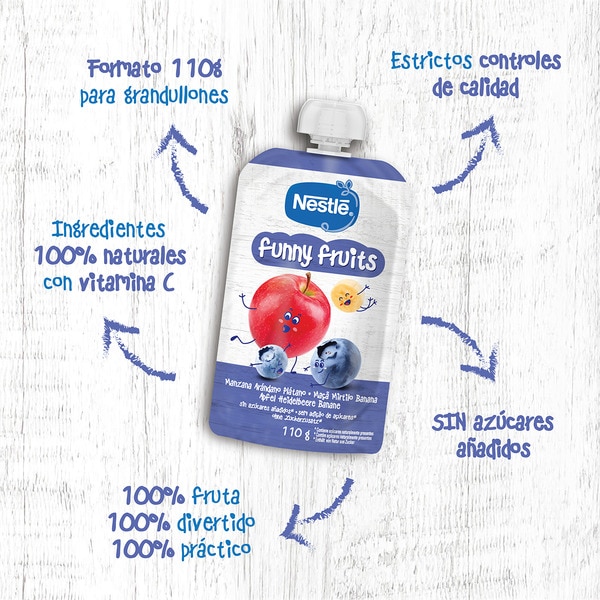 Funny Fruits Apfel, Blaubeere und Banane ohne Zuckerzusatz ab 6 Monaten Beutel 110 g