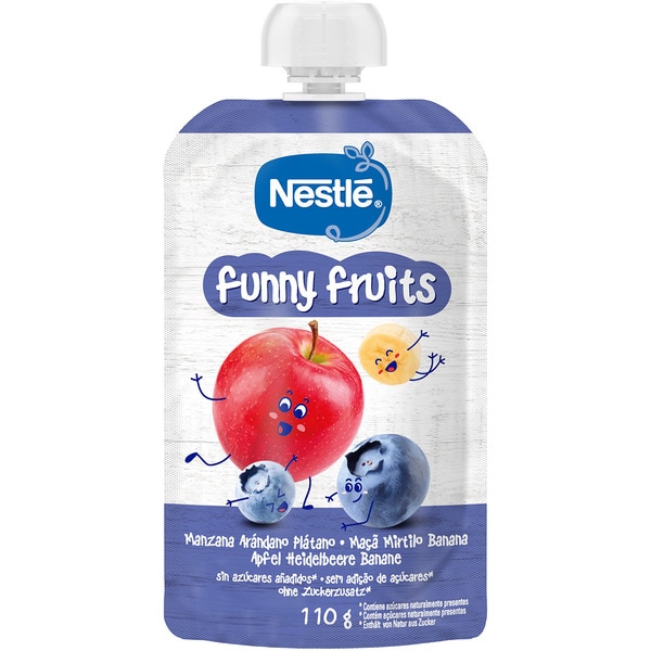Funny Fruits Apfel, Blaubeere und Banane ohne Zuckerzusatz ab 6 Monaten Beutel 110 g