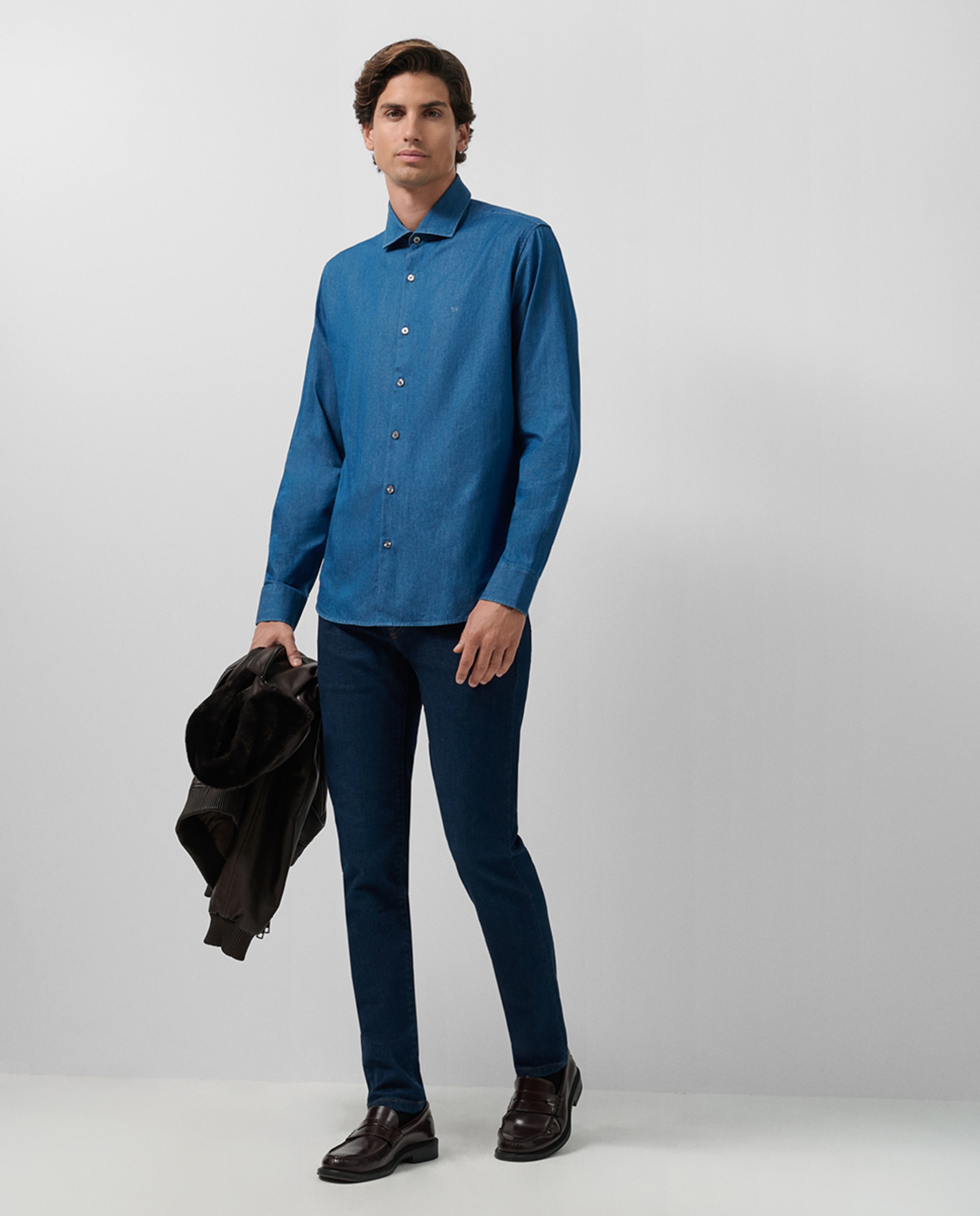 Jeans Regular Fit com Cinco Bolsos Azul-marinho-5