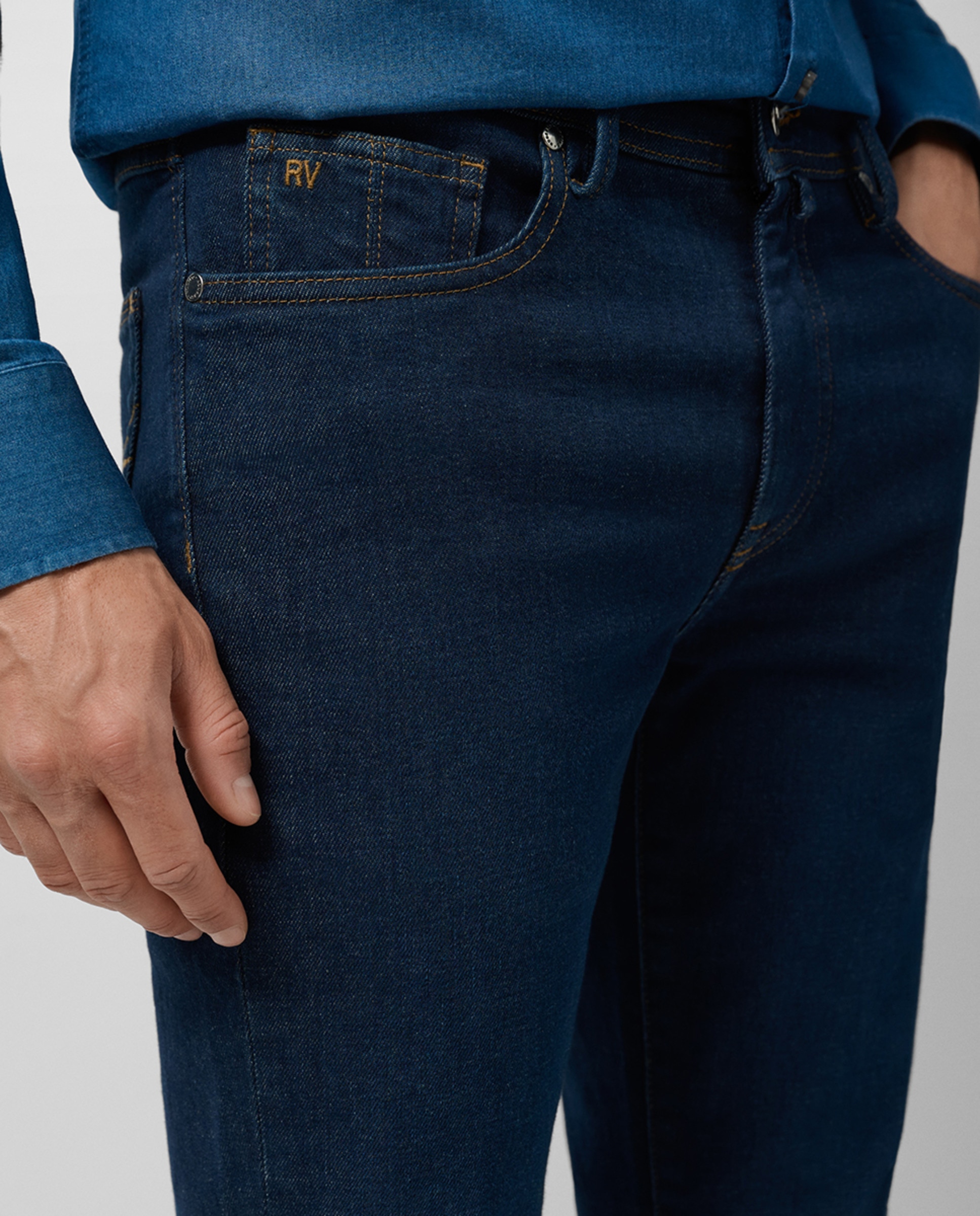 Jeans Regular Fit com Cinco Bolsos Azul-marinho-4