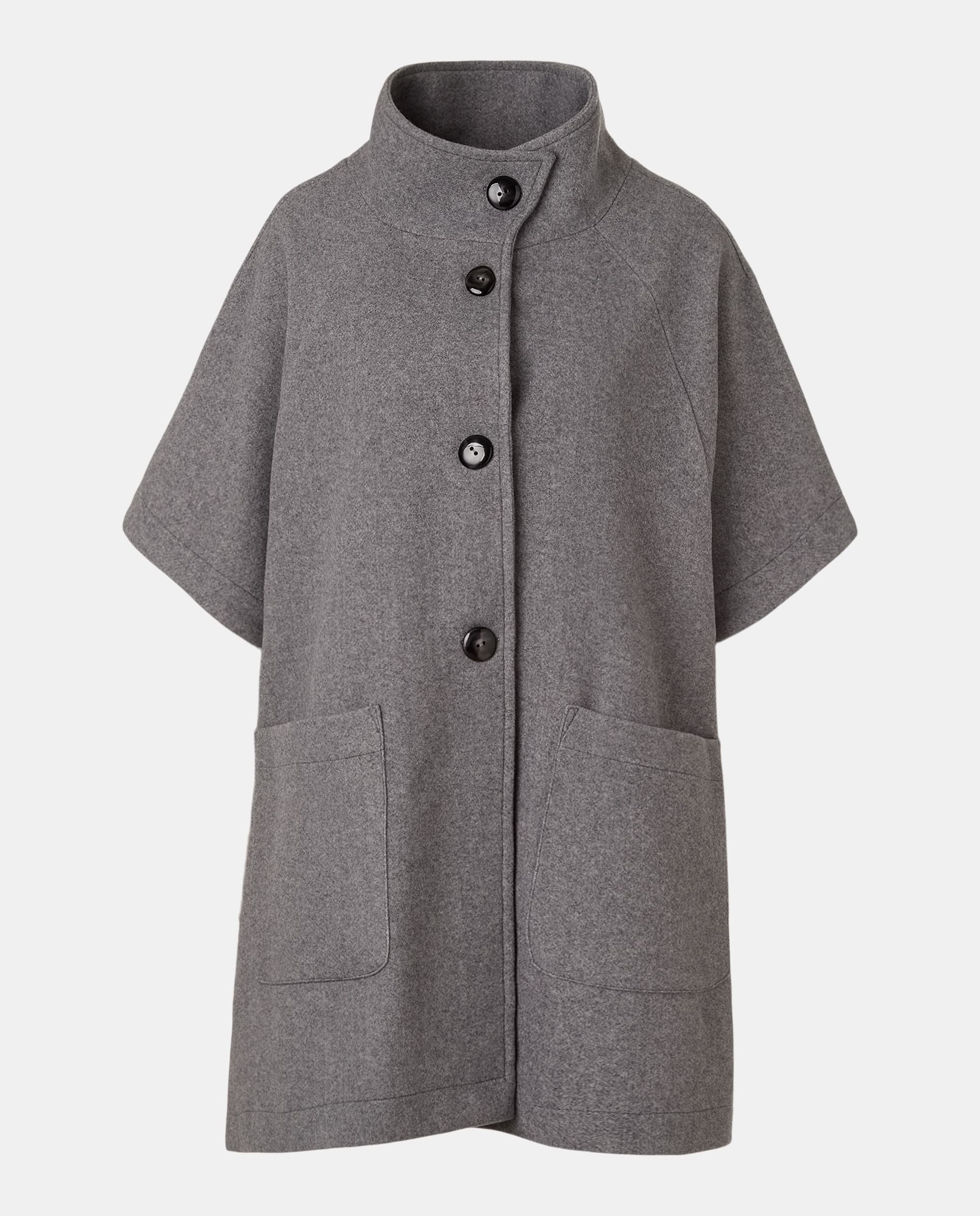 Capa Mesclada com Bolsos Cinzento-4