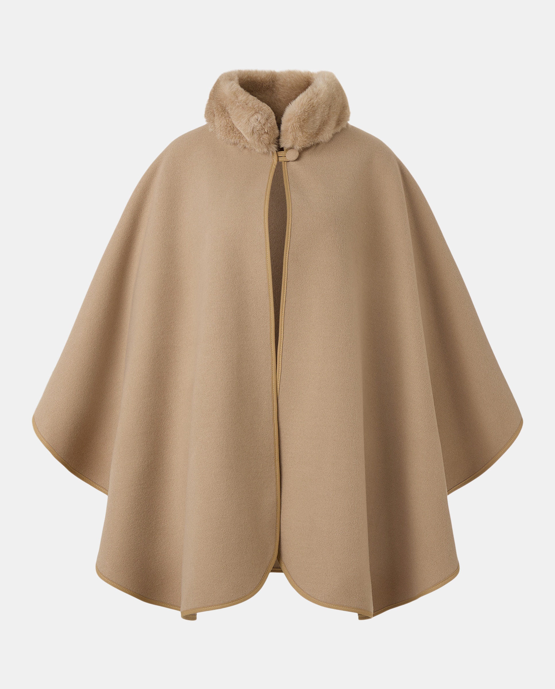 Capa Lisa com Gola em Polipele Bege-5