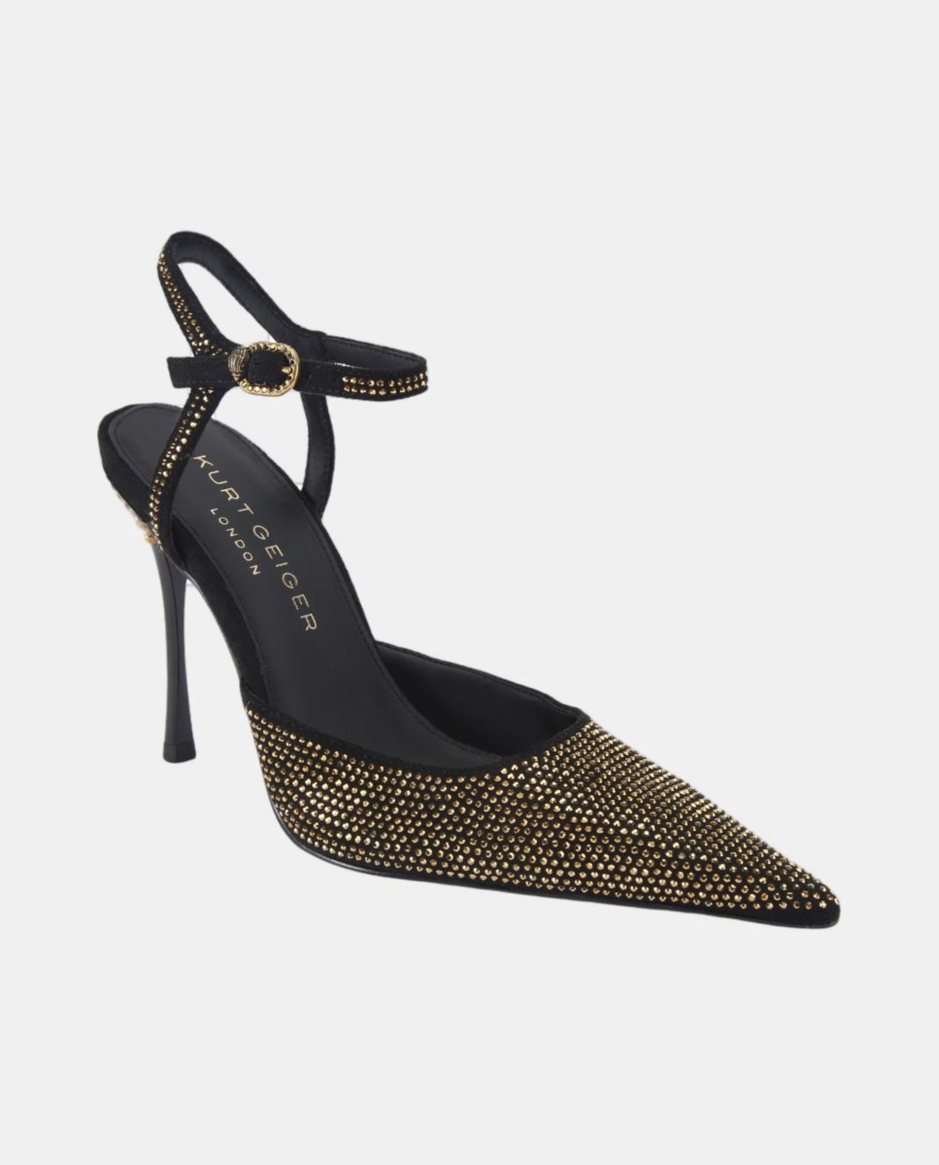 Sapatos de Salto Stiletto com Calcanhar Aberto e Biqueira com Brilhos Preto-4