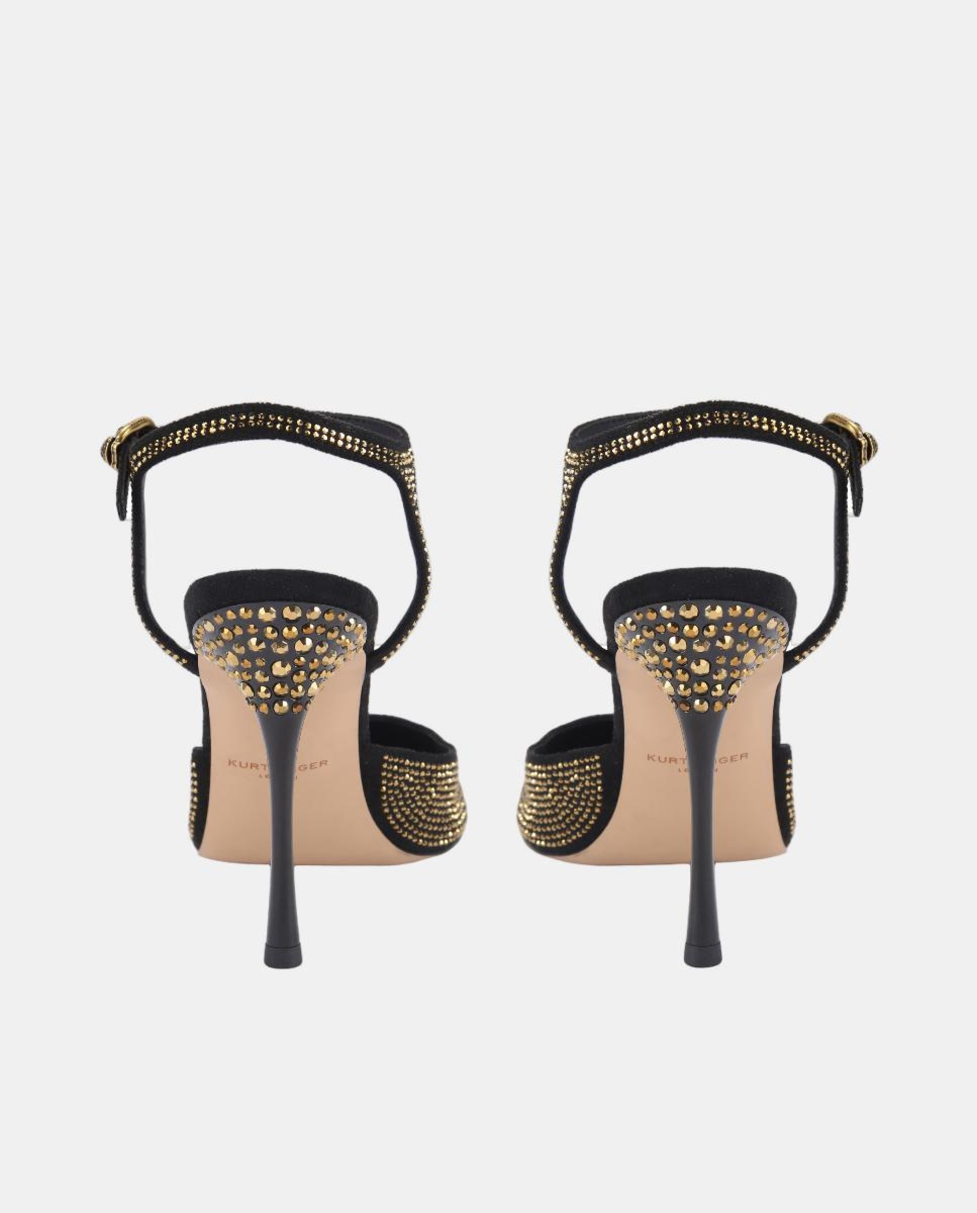 Sapatos de Salto Stiletto com Calcanhar Aberto e Biqueira com Brilhos Preto-3