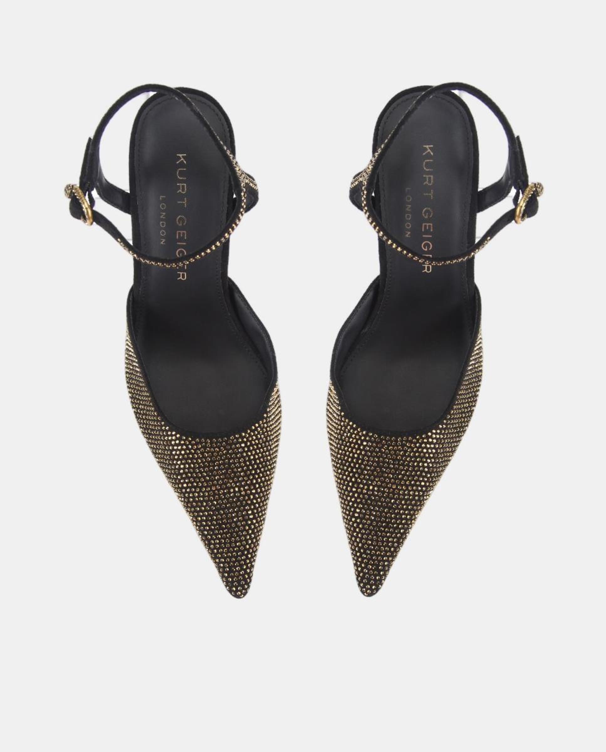 Sapatos de Salto Stiletto com Calcanhar Aberto e Biqueira com Brilhos Preto-2