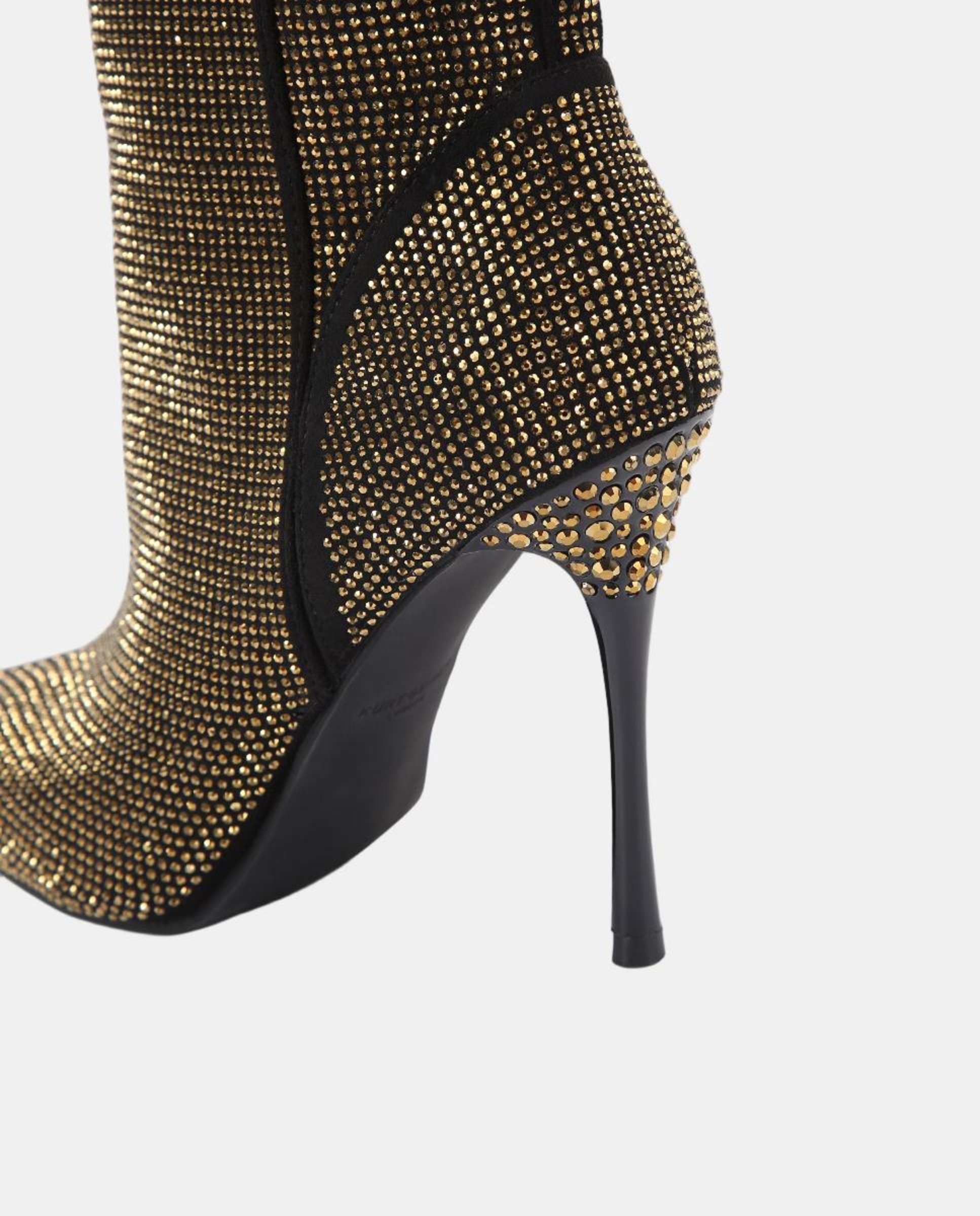 Botas de Cano Baixo com Salto Fino e Brilhos Cinzento-4