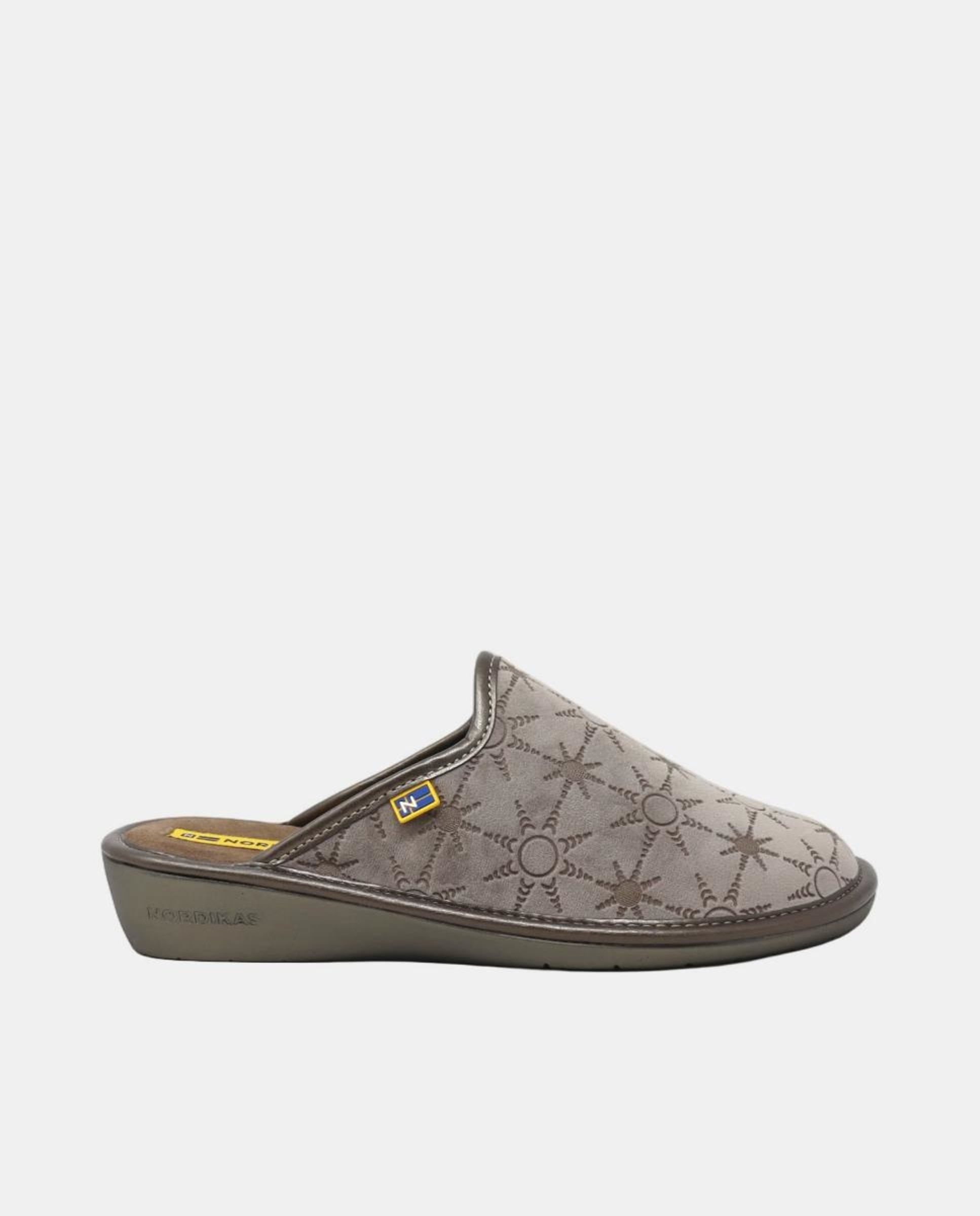 Zapatillas de casa abiertas de mujer tejido terciopelo color taupe