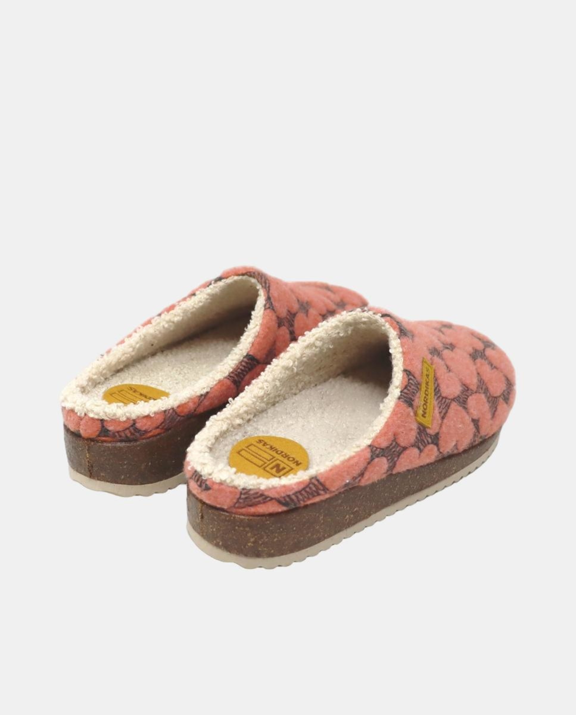 Chinelos de Quarto Tipo Mules com Tecido com Corações - Coral Coral-3