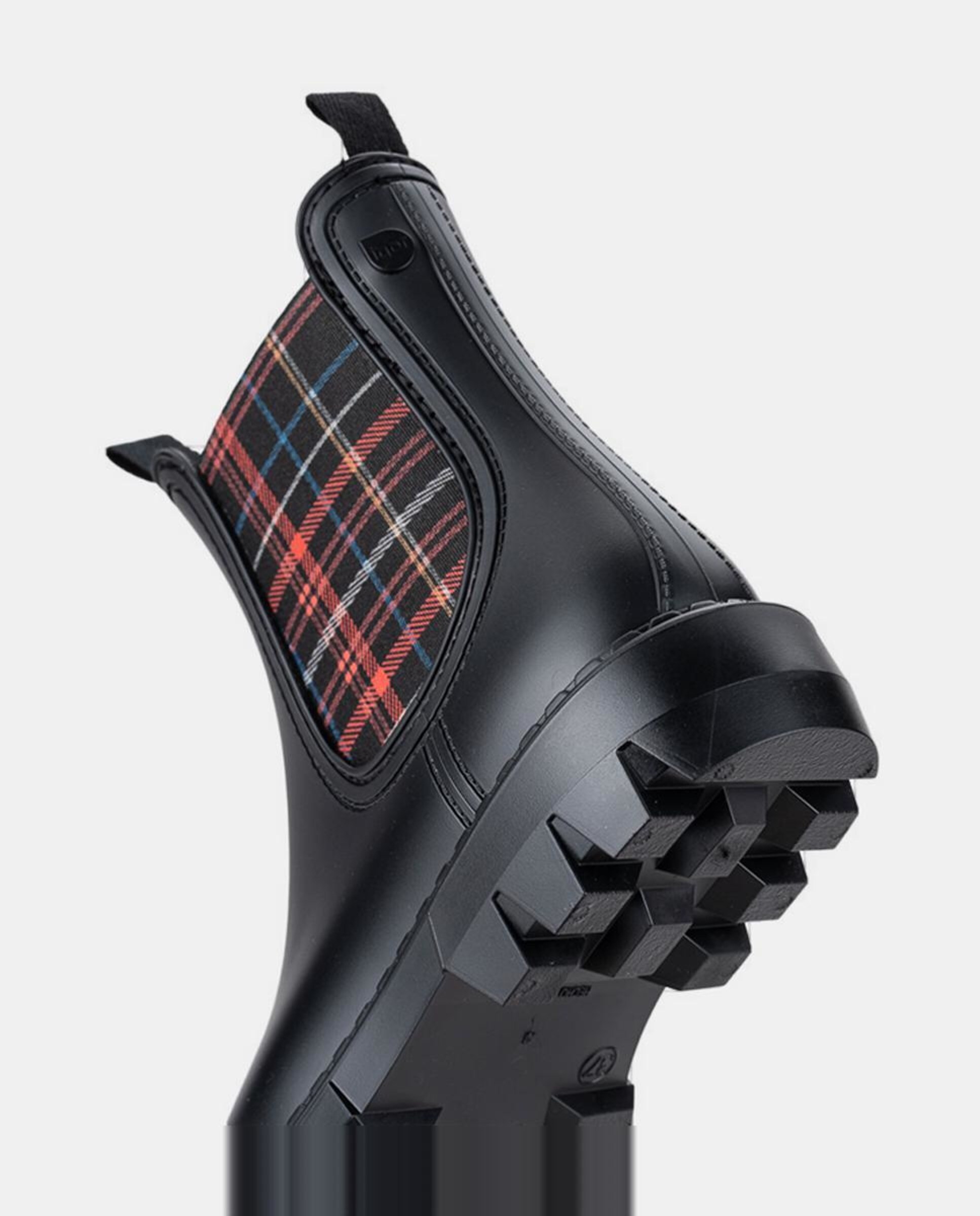 Galochas Tipo Botins com Puxadores com Elástico Escocês - Preto Preto-4