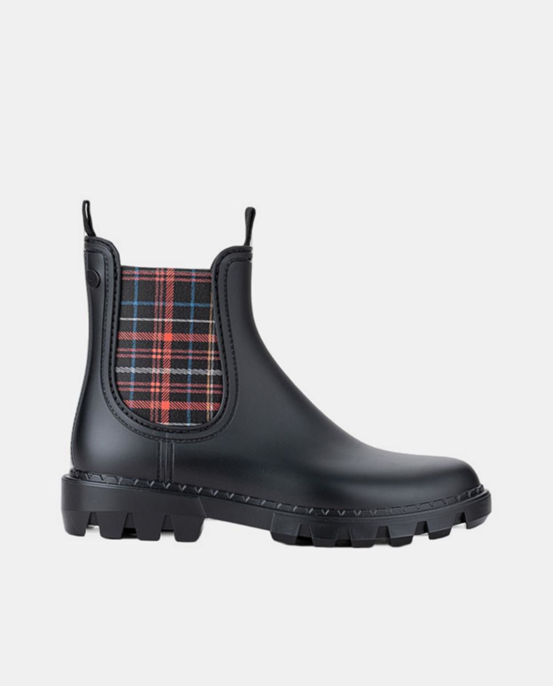 Galochas Tipo Botins com Puxadores com Elástico Escocês - Preto Preto-1
