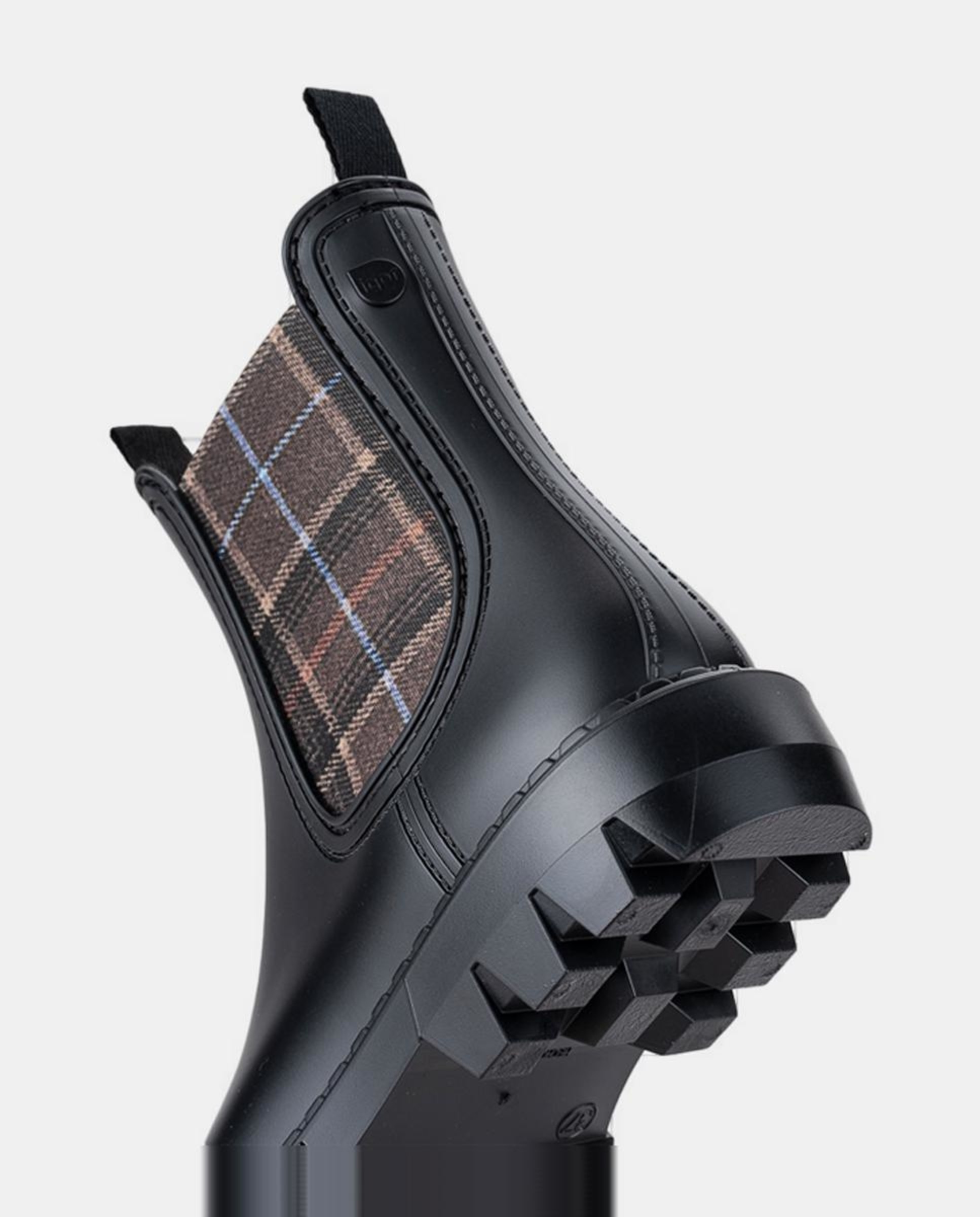 Galochas Tipo Botins com Puxadores com Elástico Escocês - Preto Preto-4