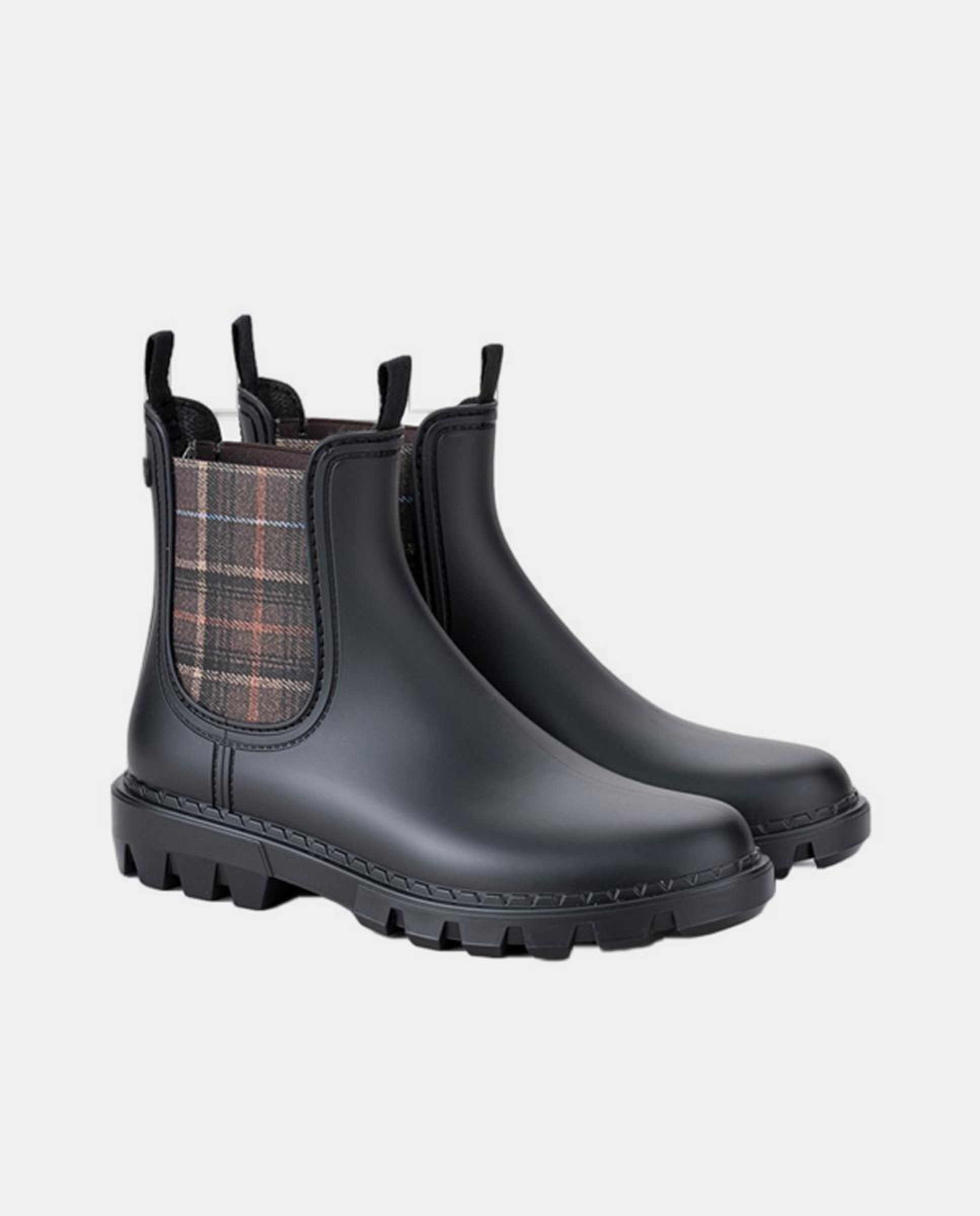 Galochas Tipo Botins com Puxadores com Elástico Escocês - Preto Preto-2