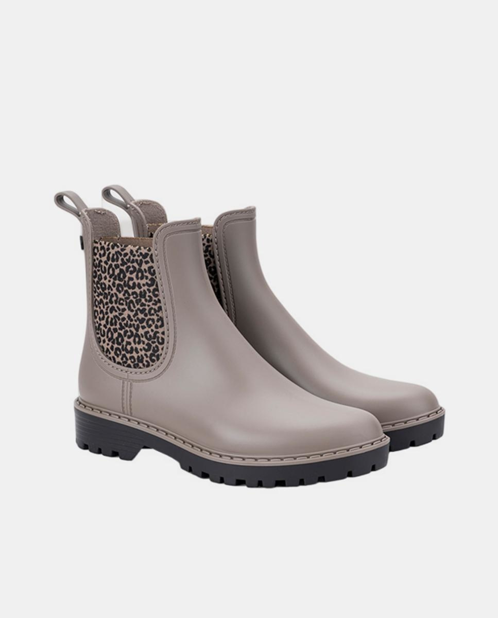 Galochas com Sola Track e Puxador com Elástico Leopardo - Preto Castanho-2