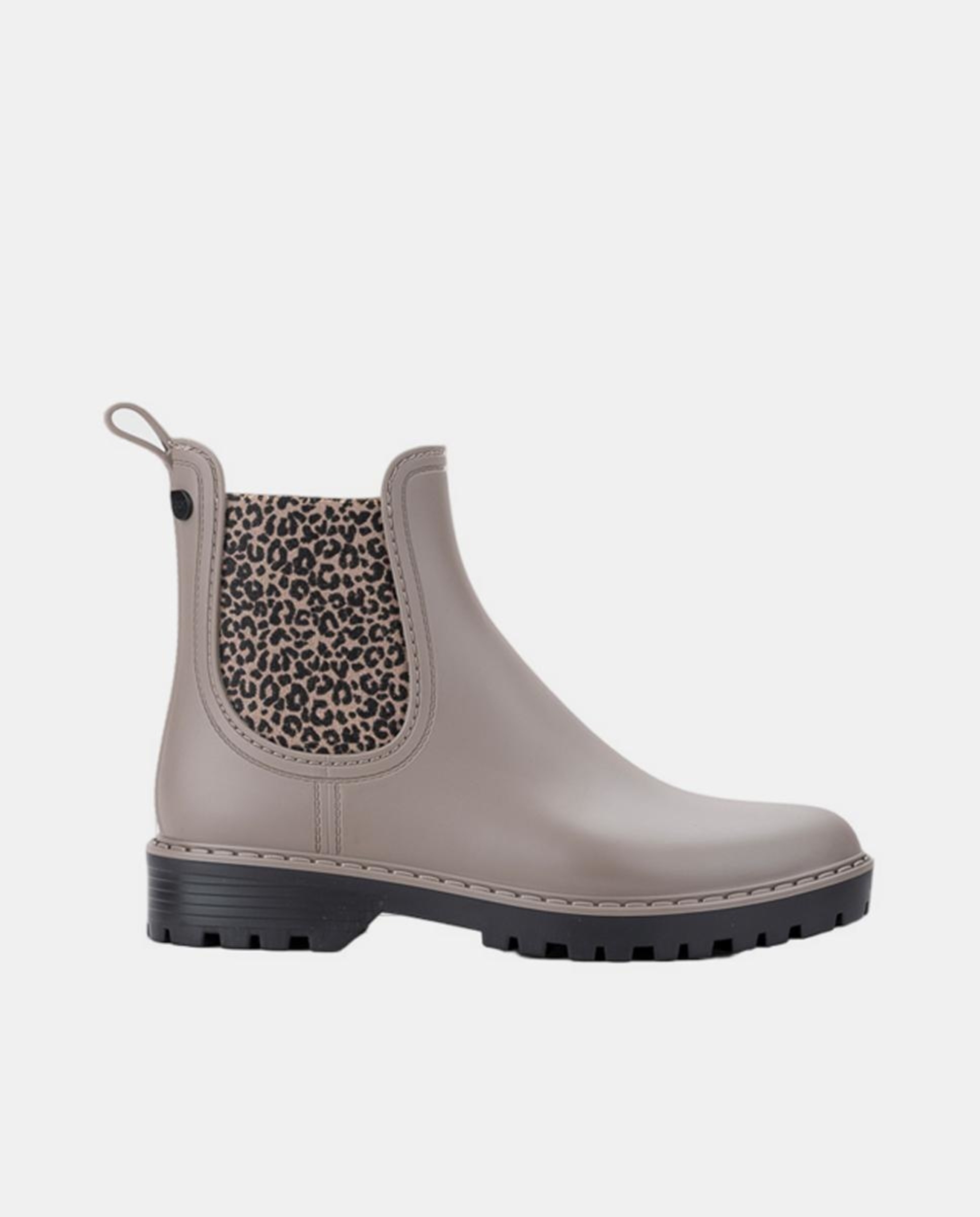 Galochas com Sola Track e Puxador com Elástico Leopardo - Preto Castanho-1