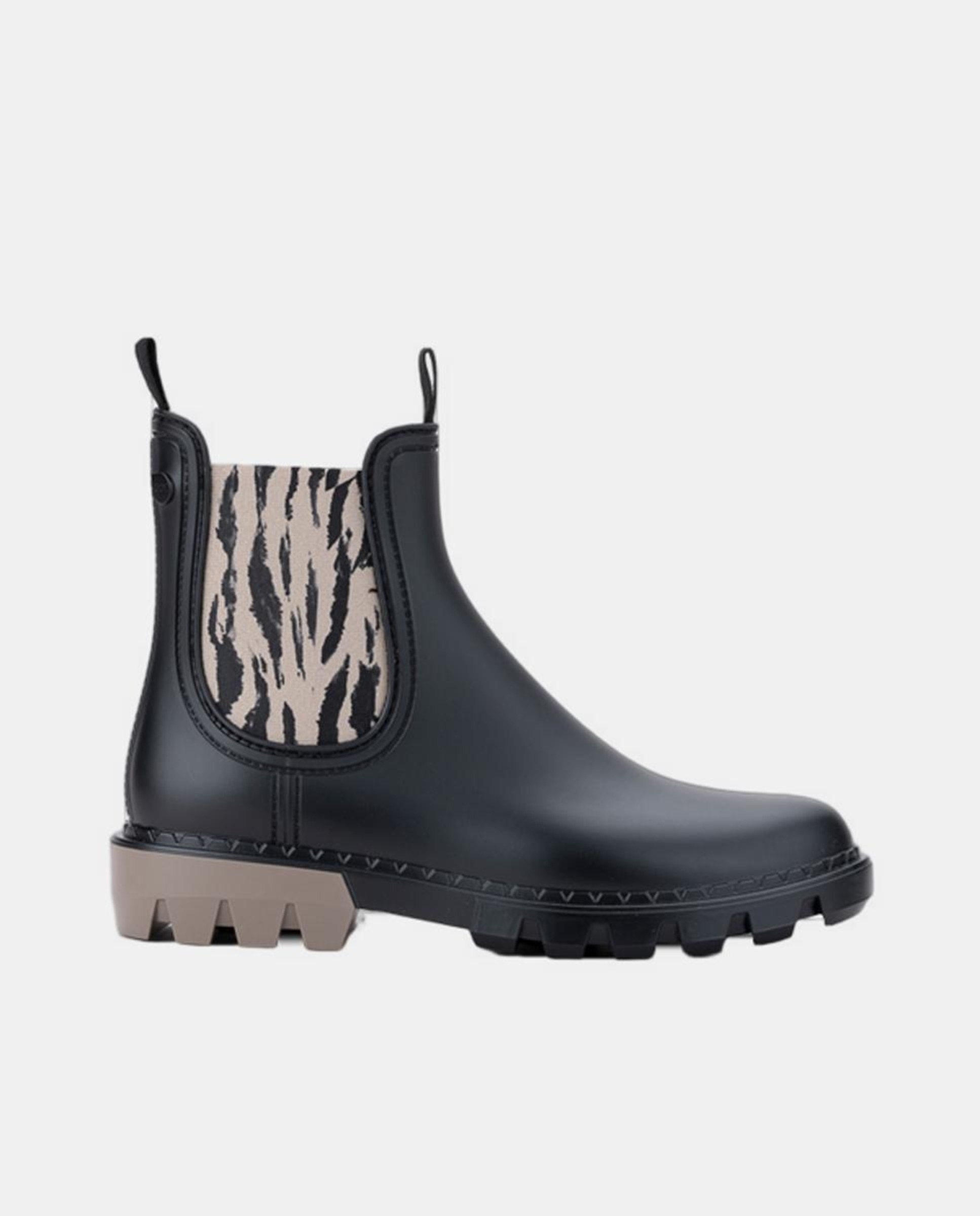 Galochas Tipo Botins com Sola Track e Puxadores com Elástico Zebra - Preto Preto-1