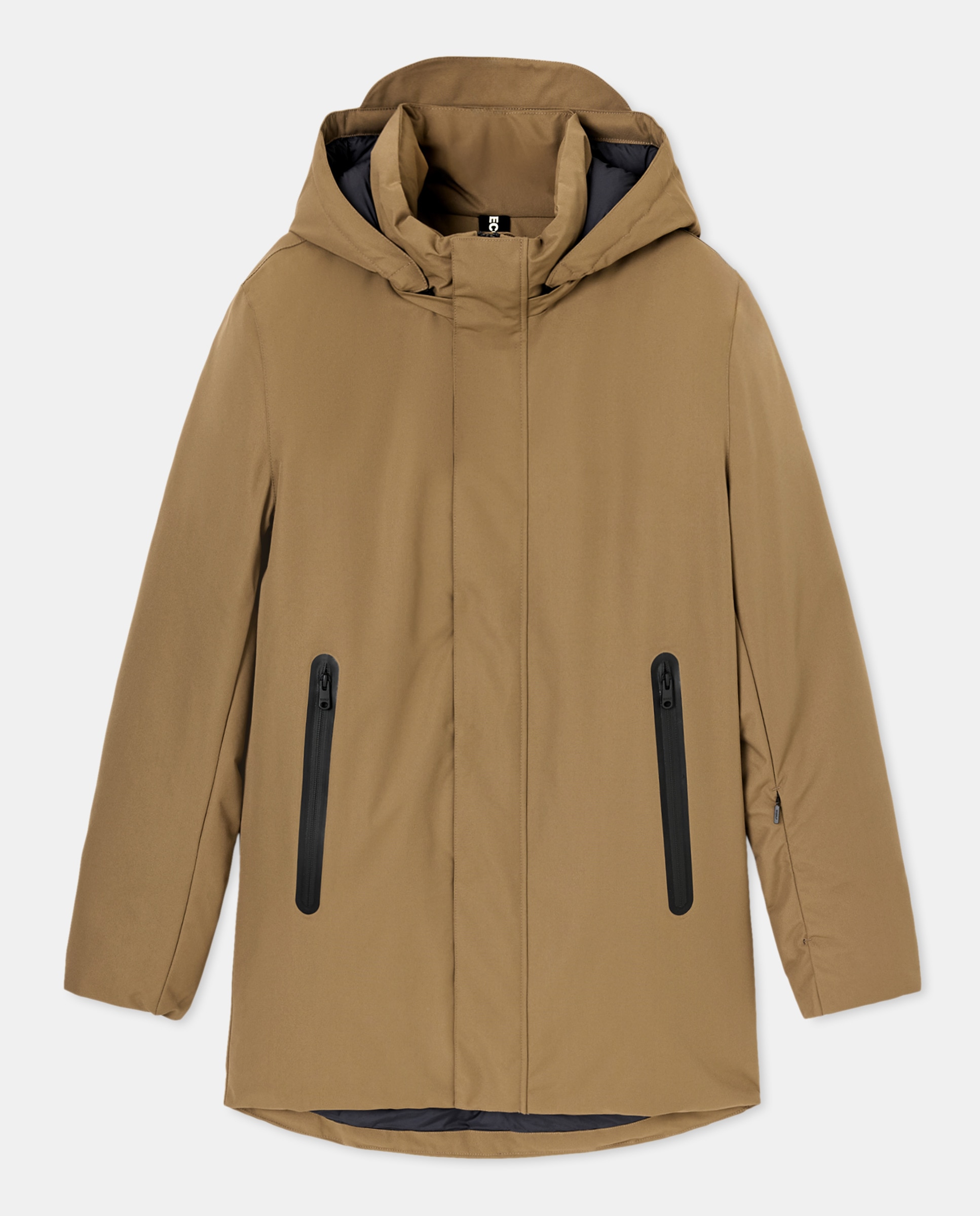 Casacão Técnico Impermeável com Capuz Castanho-claro-3