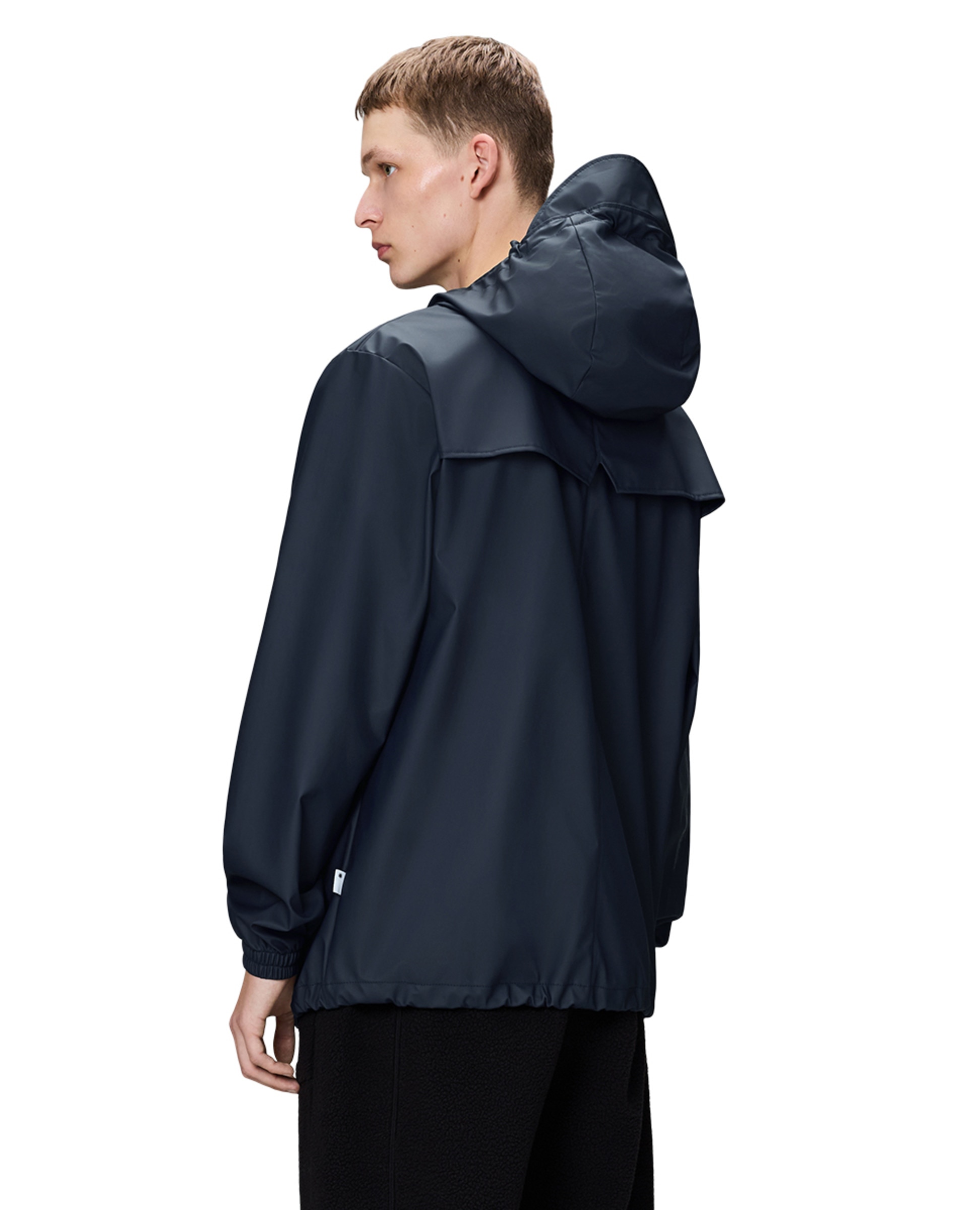 Parka Curta de Chuva com Aba e Fecho de Correr Azul-2