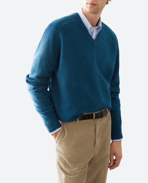 Imagen 0 de Jersey de hombre cuello pico liso 100% lambswool