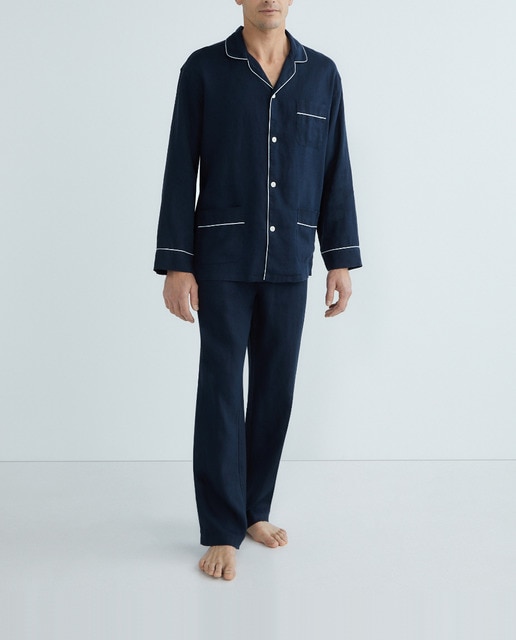 Imagen 0 de Pijama lino de hombre manga larga y pantalón largo