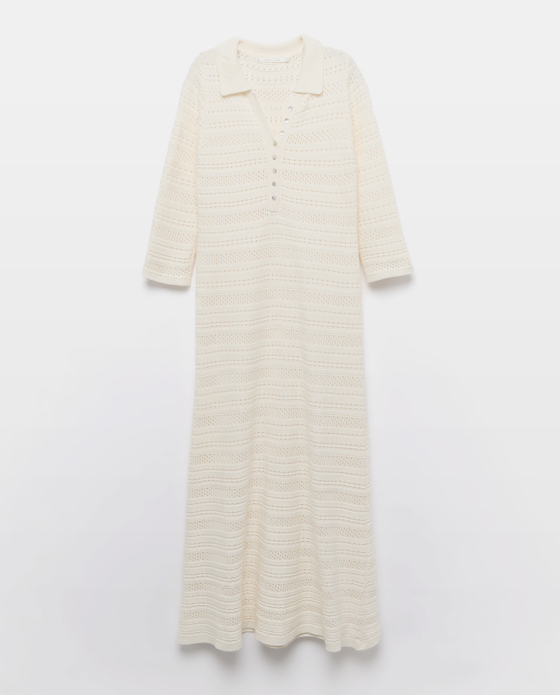 Vestido de Tricot com Colarinho de Polo 120 Cru-5
