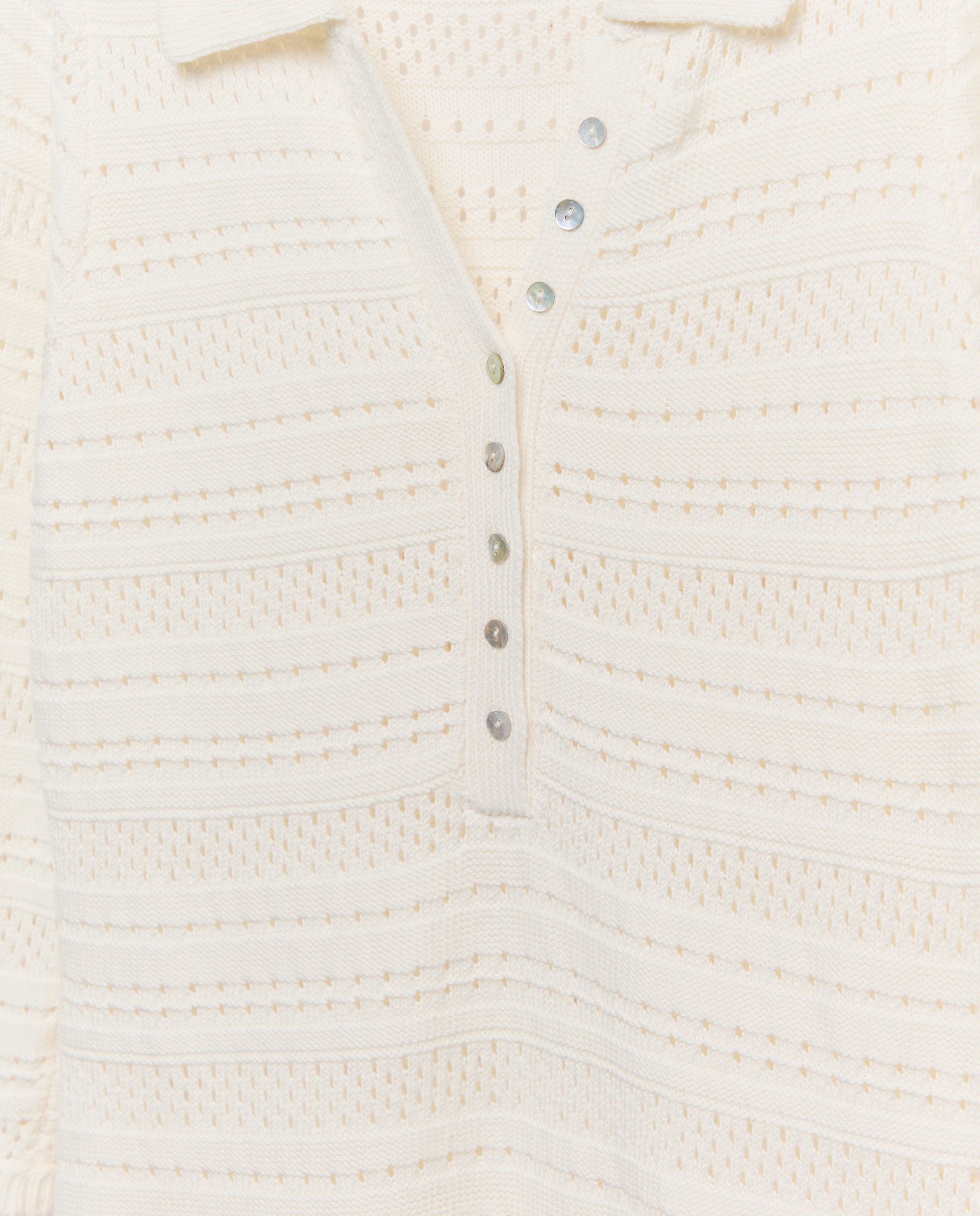 Vestido de Tricot com Colarinho de Polo 120 Cru-6