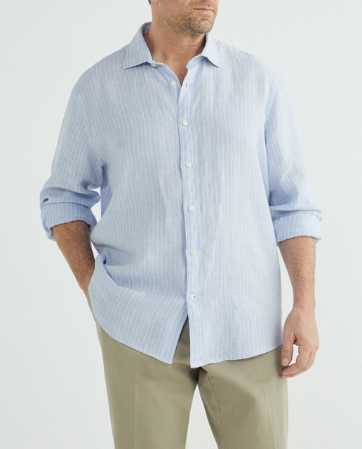 Imagen 0 de Camisa de hombre 100% lino sport classic fit tallas grandes