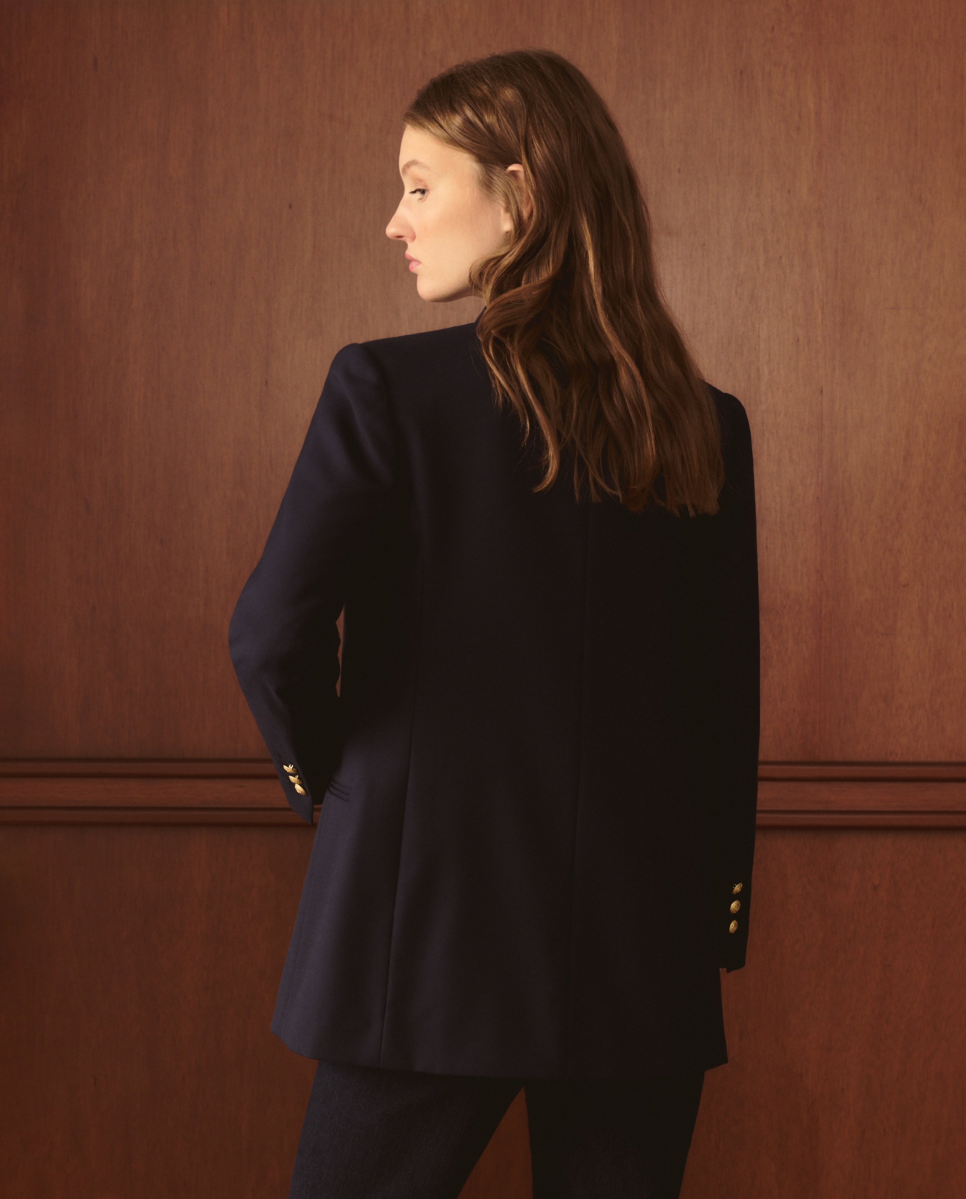 Blazer de Lã Liso Azul-marinho-3