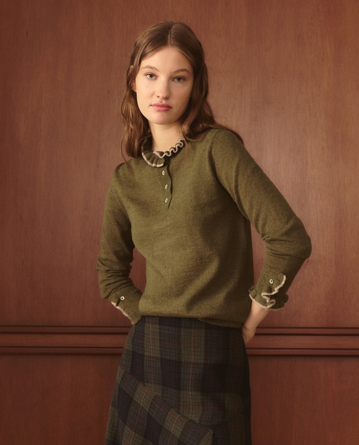 Imagen 0 de Jersey romántico de mujer de manga larga y cuello polo