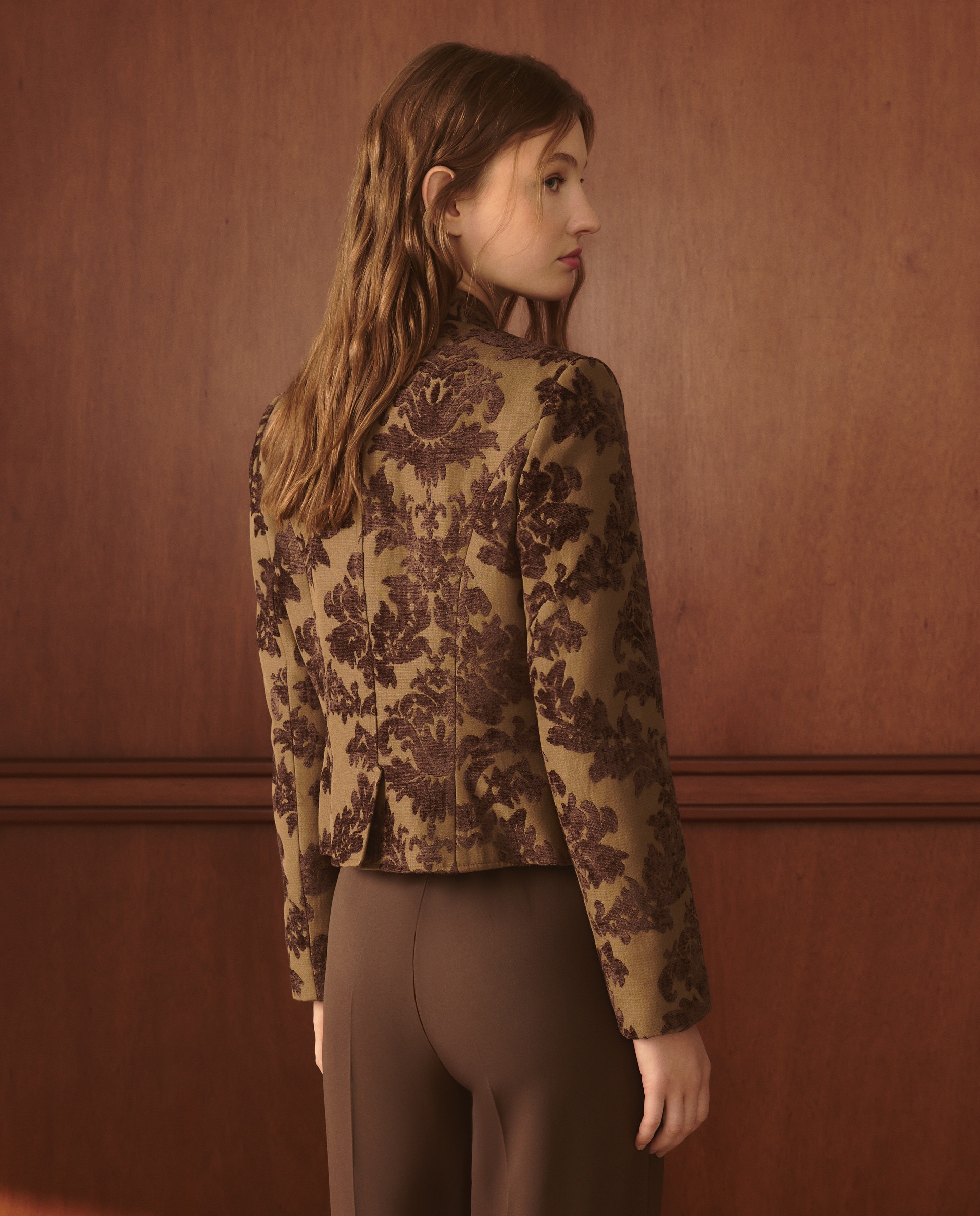 Casaco Curto de Jacquard de Natal Verde-3