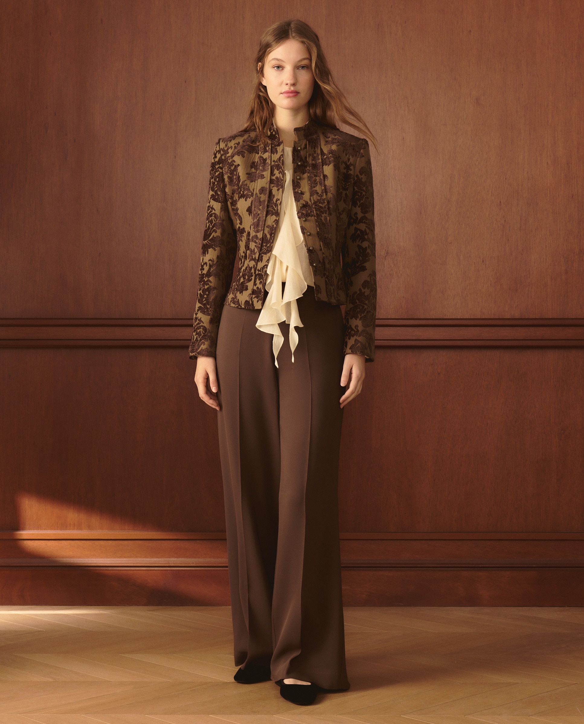 Casaco Curto de Jacquard de Natal Verde-2