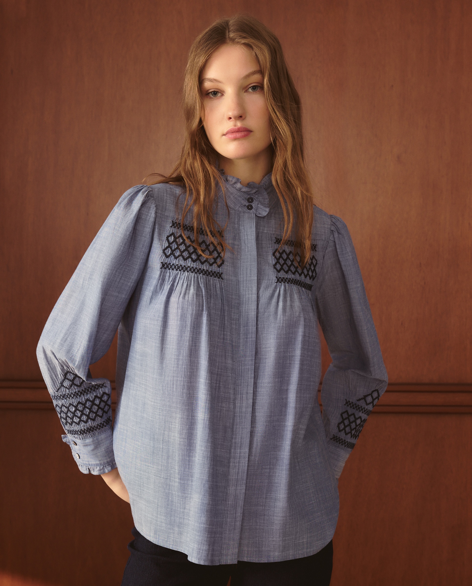 Blusa com Favos de Mel 400 Azul-1