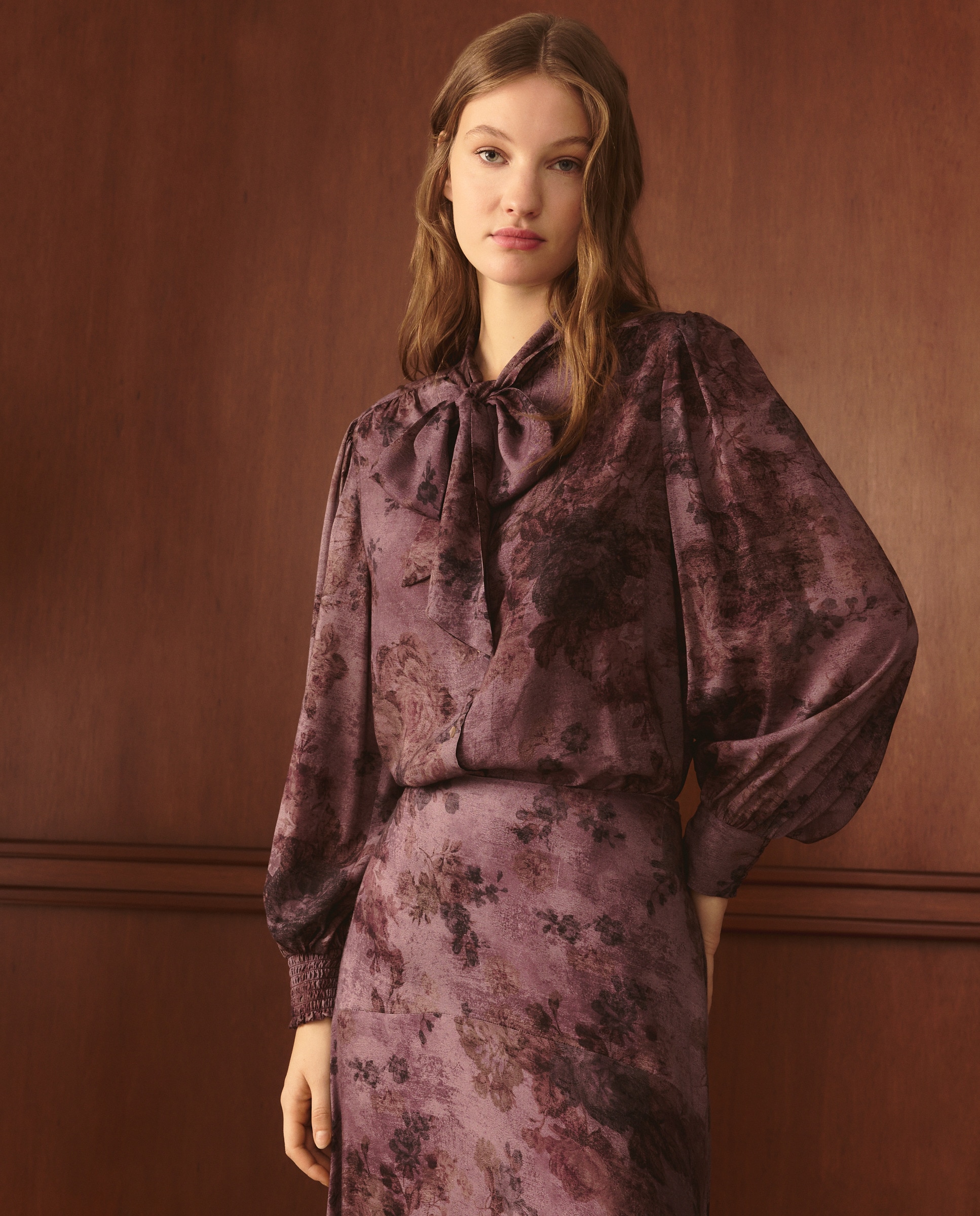 Blusa com Estampado Floral de Cretona Roxo-1