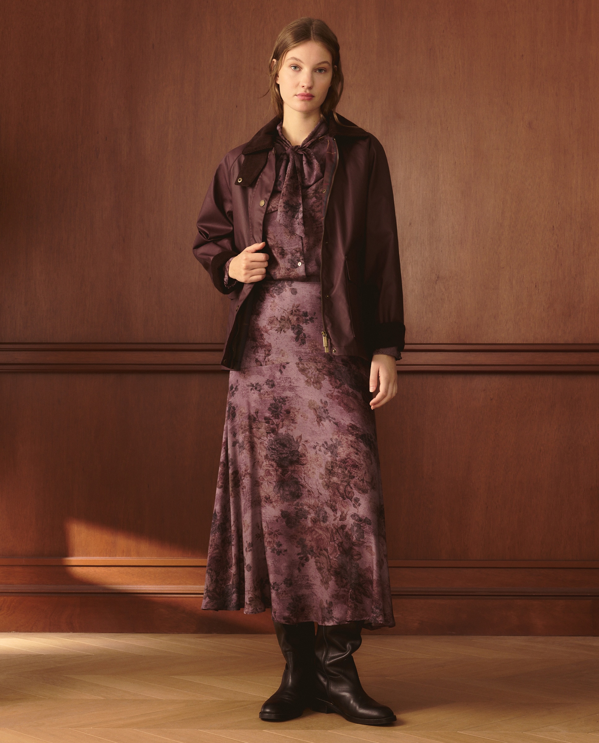 Saia com Estampado Floral Cretona Roxo-1