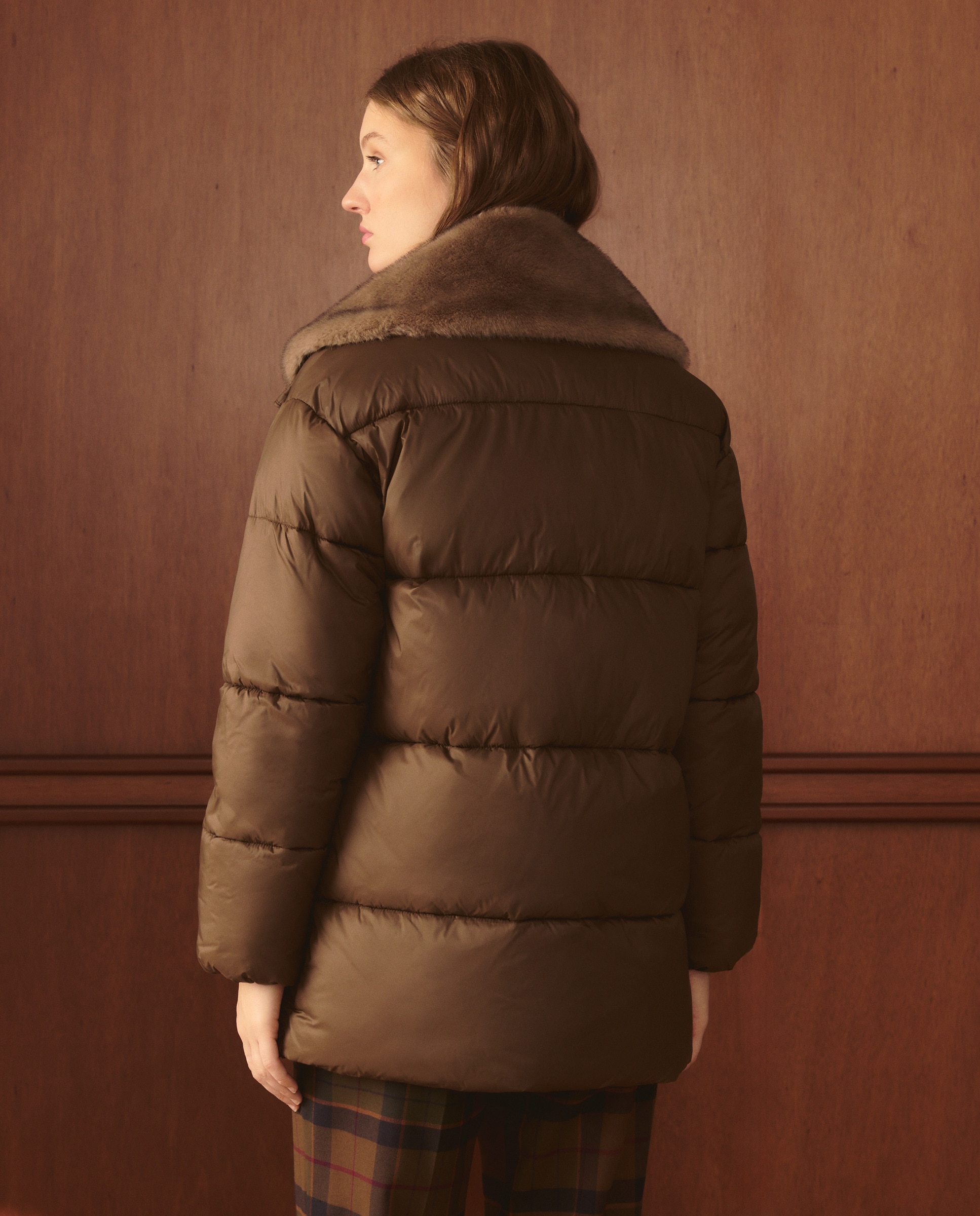 Blusão Acolchoado Comprido Liso 790 Bronze-4