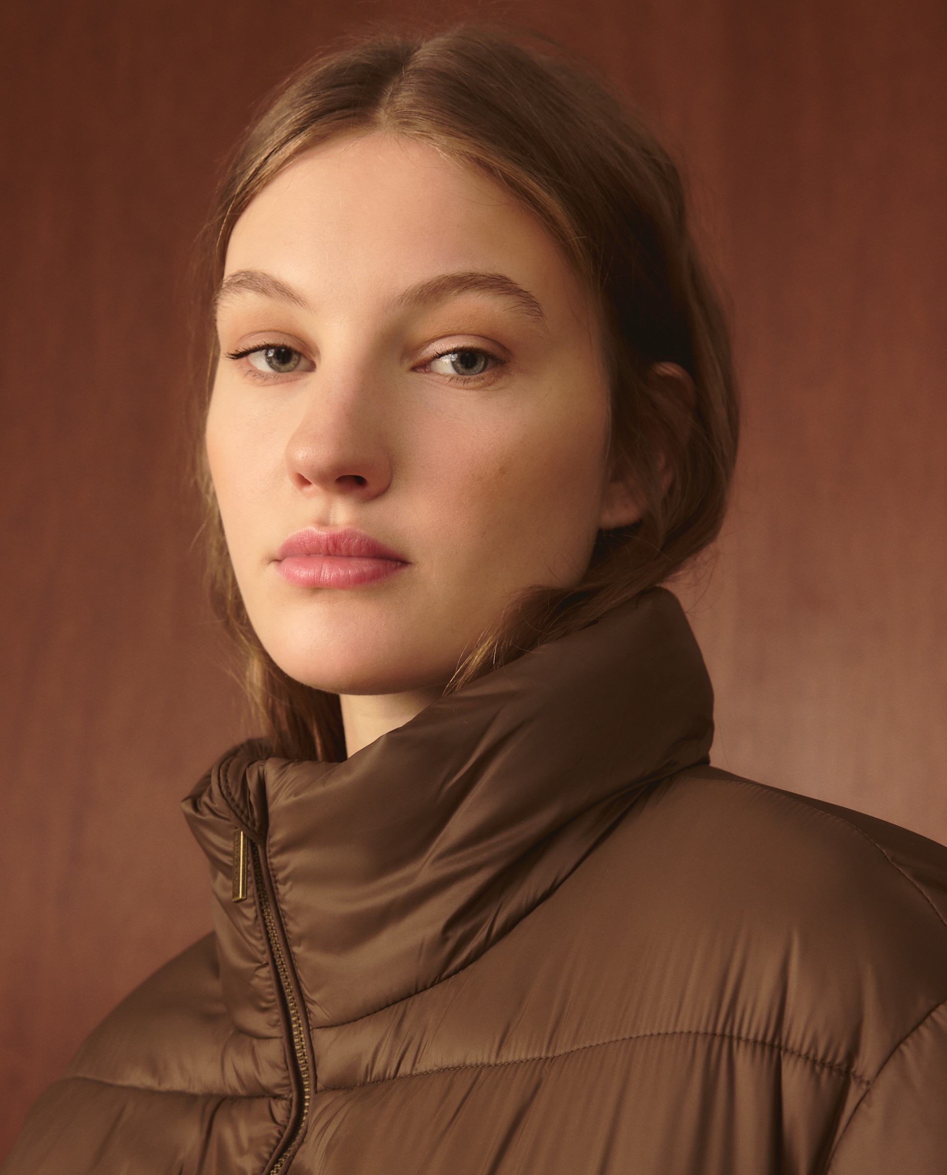 Blusão Acolchoado Comprido Liso 790 Bronze-3